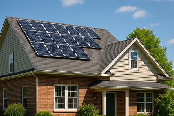 Solar panels providing clean power with no upfront costs for businesses